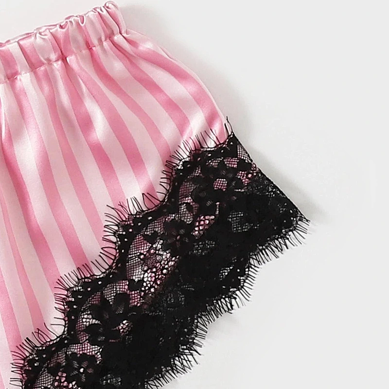 Customized Women's Sleepwear 4pcs Floral Lace Nightwear Trim Satin Cami Pajamas Set with Robe