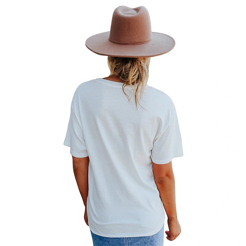 Womens Short Sleeve Graphic Crewneck Tee Loose Casual Cotton T-Shirt Tops