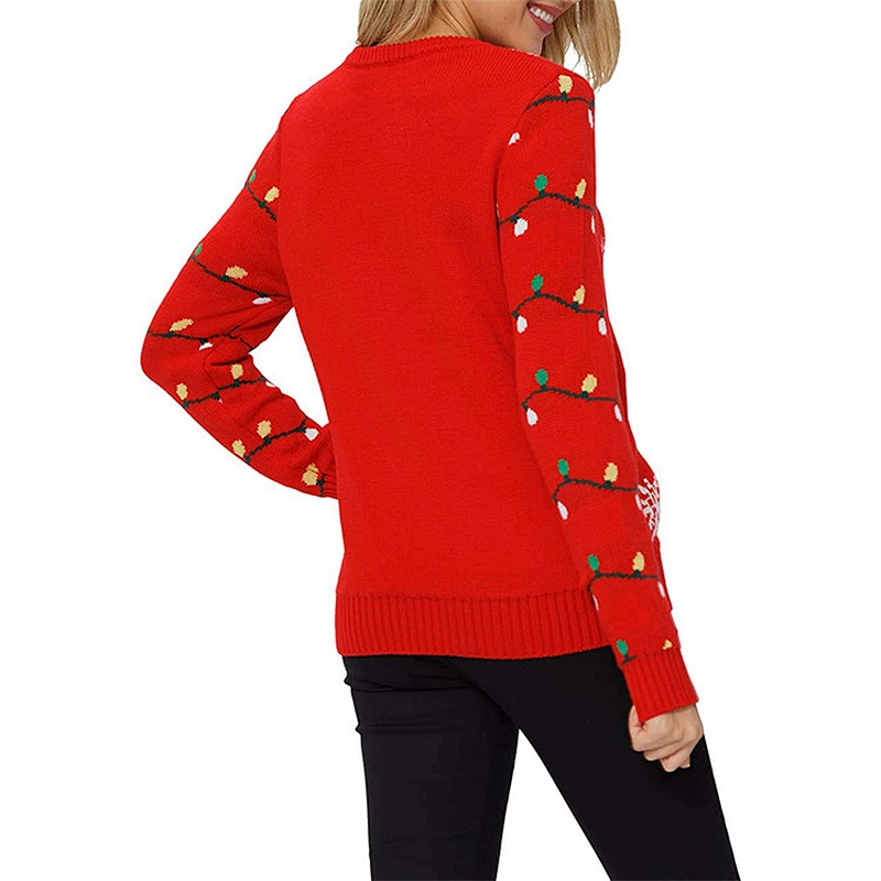 Women's Ugly Christmas Sweater Reindeer Printed Pullover Jumper Christmas Long Sleeve Sweater Tops