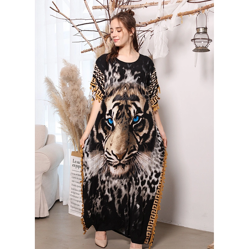 Muslim women's dress Middle Eastern Tiger Print Turkish Caftans Swimsuit Cover up Kaftan Beach Long Dress