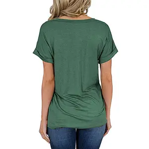 Amazon Hot Womens Casual Tops Short Sleeve V-Neck T-Shirts Loose Blouse Basic Tees T-Shirt