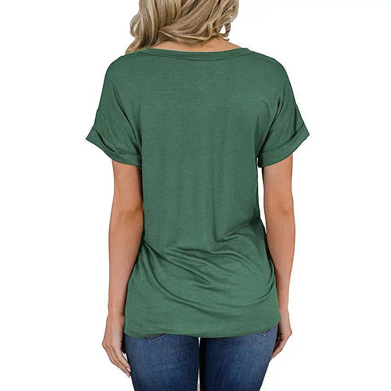 Amazon Hot Womens Casual Tops Short Sleeve V-Neck T-Shirts Loose Blouse Basic Tees T-Shirt