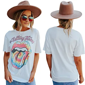 Womens Short Sleeve Graphic Crewneck Tee Loose Casual Cotton T-Shirt Tops