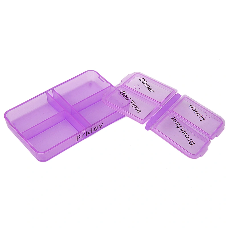 Promotional plastic portable 7 days medicine pocket weekly pill box one week pill box one week pill box portable pill box weekly pill box