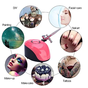 Pink black white Tattoo Nail Painting Mini Spray Makeup Gun Kit Paint Tattoo Nail Art Tool Airbrush Compressor kit