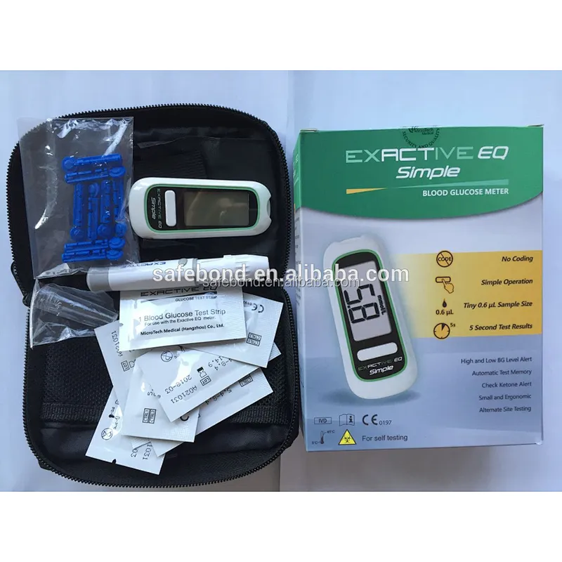 Safebond Diabetic Testing Kit Blood Glucose Monitoring System Quick Check Blood Glucose Meter Electric Plastic Ce White OEM