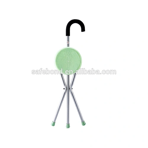 Disability Medical Aid Folding Seat Cane Stick Chair Rehabilitation Therapy Supplies Aluminum Alloy Outdoor Export Packing 0.8kg