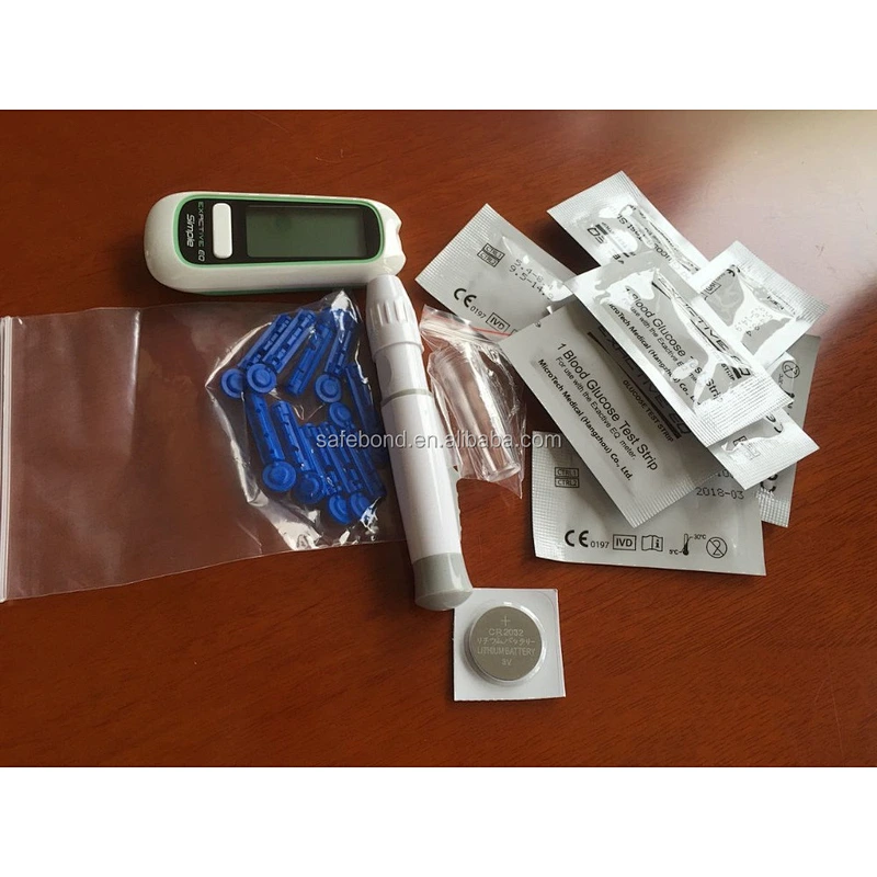 Safebond Diabetic Testing Kit Blood Glucose Monitoring System Quick Check Blood Glucose Meter Electric Plastic Ce White OEM