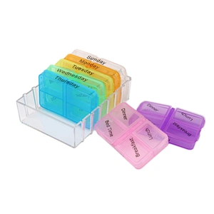 Promotional plastic portable 7 days medicine pocket weekly pill box one week pill box one week pill box portable pill box weekly pill box