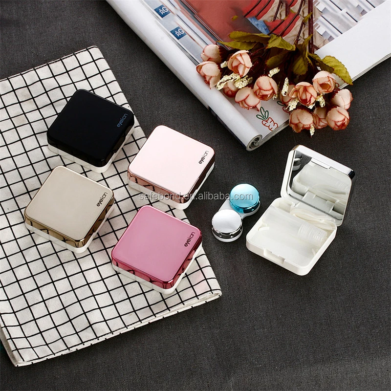 High quality reflective Cover contact lenses case with mirror