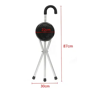 Elderly Folding Triangle Aluminum Walking Stick with Seat Chair Cane Seat / Folding Cane Seat