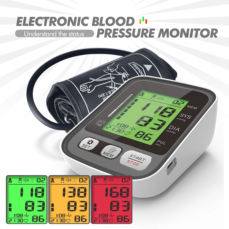 Full Automatic 3 Color Backlight Digital Blood Pressure Meter Upper Arm Blood Pressure Monitor for Sale Full Automatic 3 Color Backlight Digital Blood Pressure Meter Automatic Digital Upper Arm Blood Pressure Monitor digital blood pressure monitor