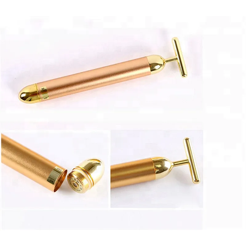 Slim Face 24k Gold Vibration Facial Skin Roller Massager Stick