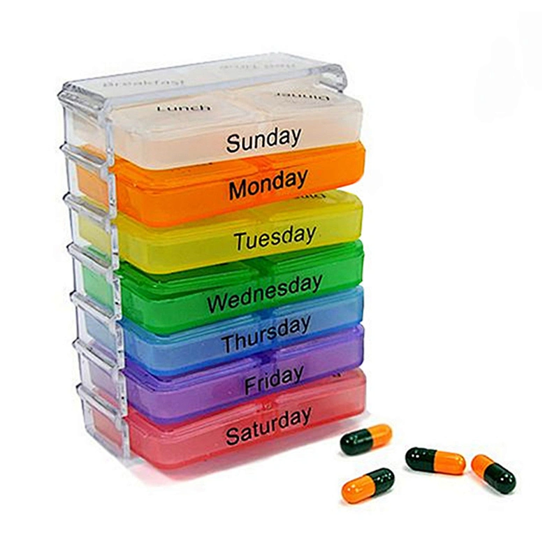 Promotional plastic portable 7 days medicine pocket weekly pill box one week pill box one week pill box portable pill box weekly pill box