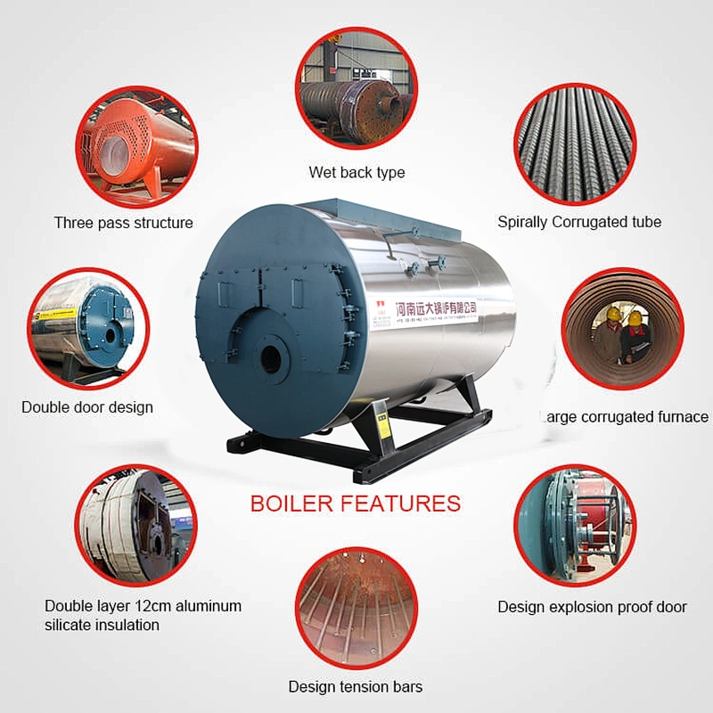 WNS 1 to 20 Ton Industrial Fire Tube Natural Gas Diesel Heavy Oil Lpg Fired Steam Boiler For Sale