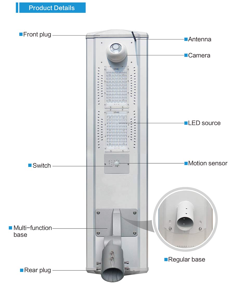 solar integrated street light with camera