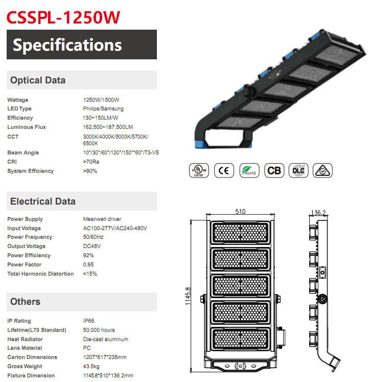 led sports light in different power