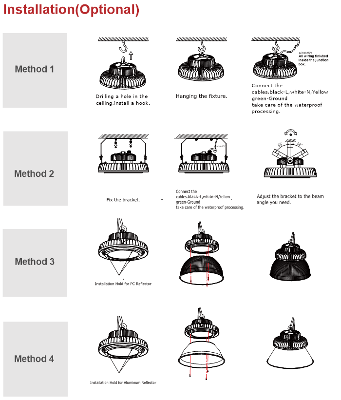 UFO high bay light installation