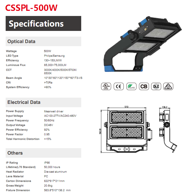 500W led flood lights