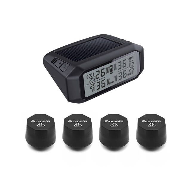 Mata 1E tire pressure monitoring system with solar powered LCD display Promata
