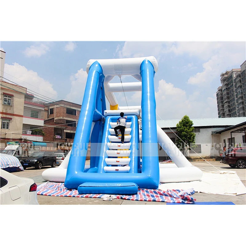 2021 Joyful Fun New Open Water Park Game Airtight Water Inflatable Zip Line in water