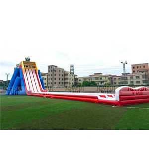 Large 4 lanes hippo inflatable long way water slide for adult