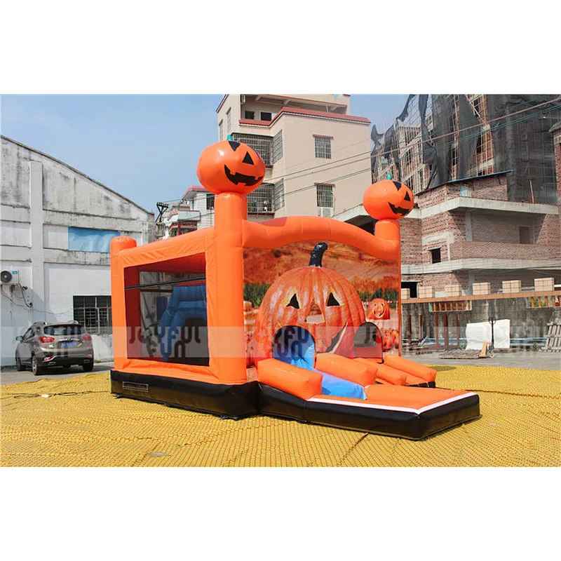 New design Halloween pumpkin design bouncer combo inflatable dry and wet combo for kids and adults