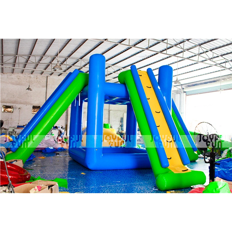 Funny water inflatable combo with high slide handles and jump pillow used in pool