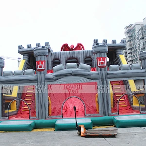 Hot Selling Outdoor Playground Equipment Rock Marble Inflatable Playground with Big Slide for Sale