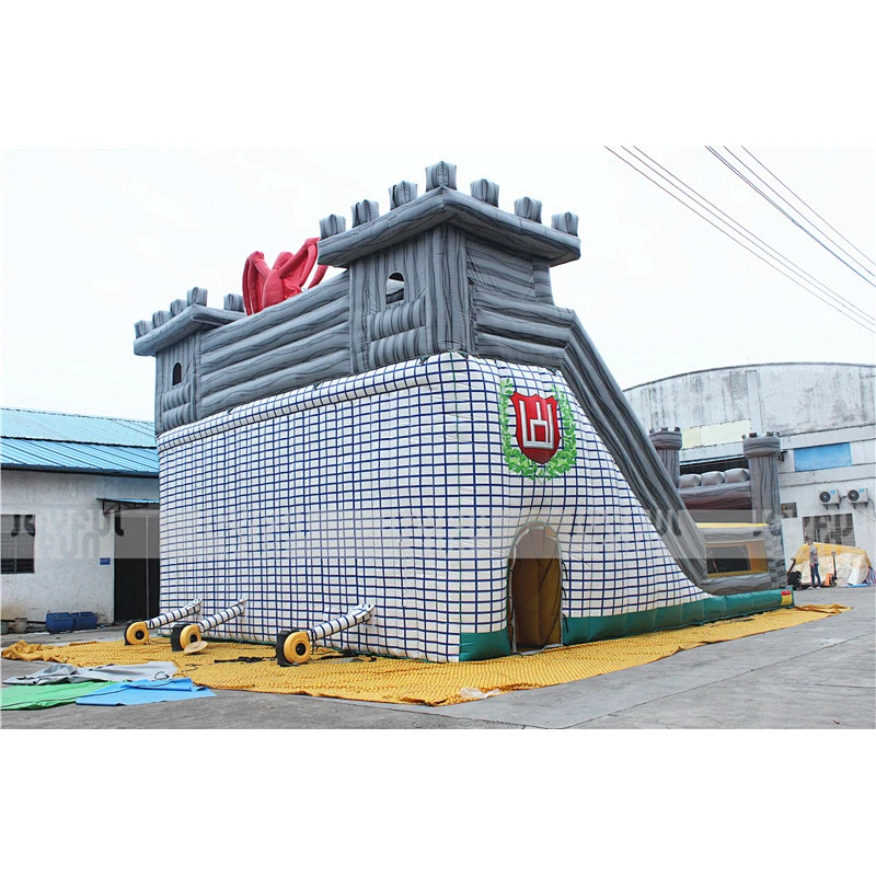 Hot Selling Outdoor Playground Equipment Rock Marble Inflatable Playground with Big Slide for Sale