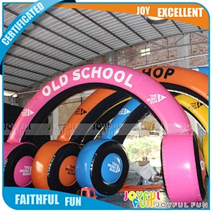 Top Quality Custom color Inflatable plastic gate main entrance Inflatable ear phone shape exhibition arch door