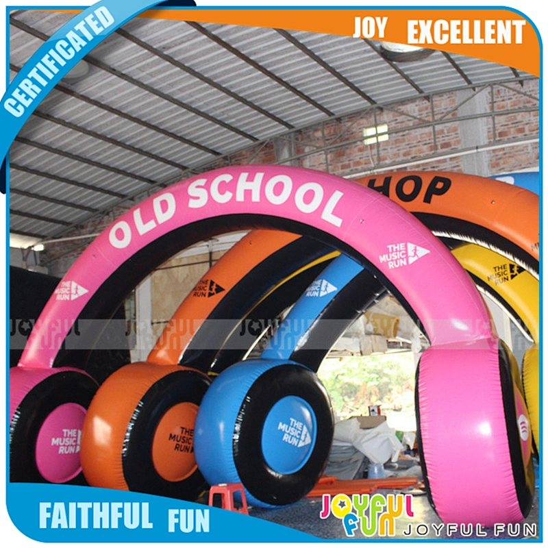 Top Quality Custom color Inflatable plastic gate main entrance Inflatable ear phone shape exhibition arch door