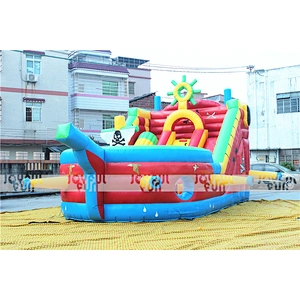Factory Price Soft Play Equipment Pirate Ship Inflatable Playground with Big Slide for Sale