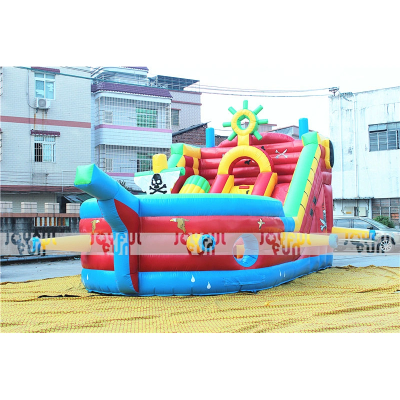 Factory Price Soft Play Equipment Pirate Ship Inflatable Playground with Big Slide for Sale