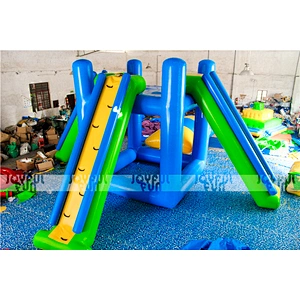 Funny water inflatable combo with high slide handles and jump pillow used in pool