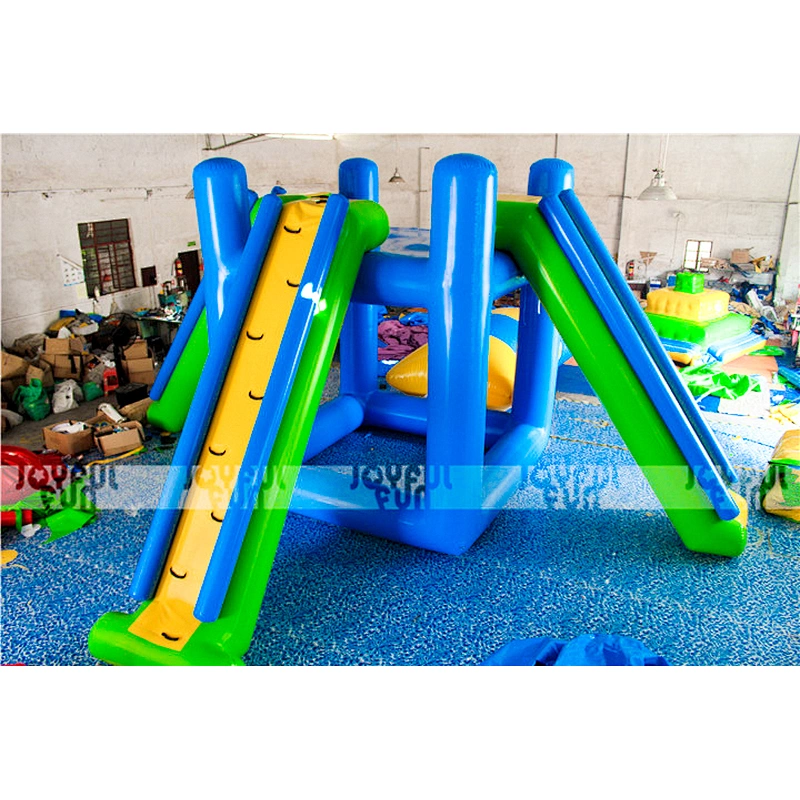 Funny water inflatable combo with high slide handles and jump pillow used in pool