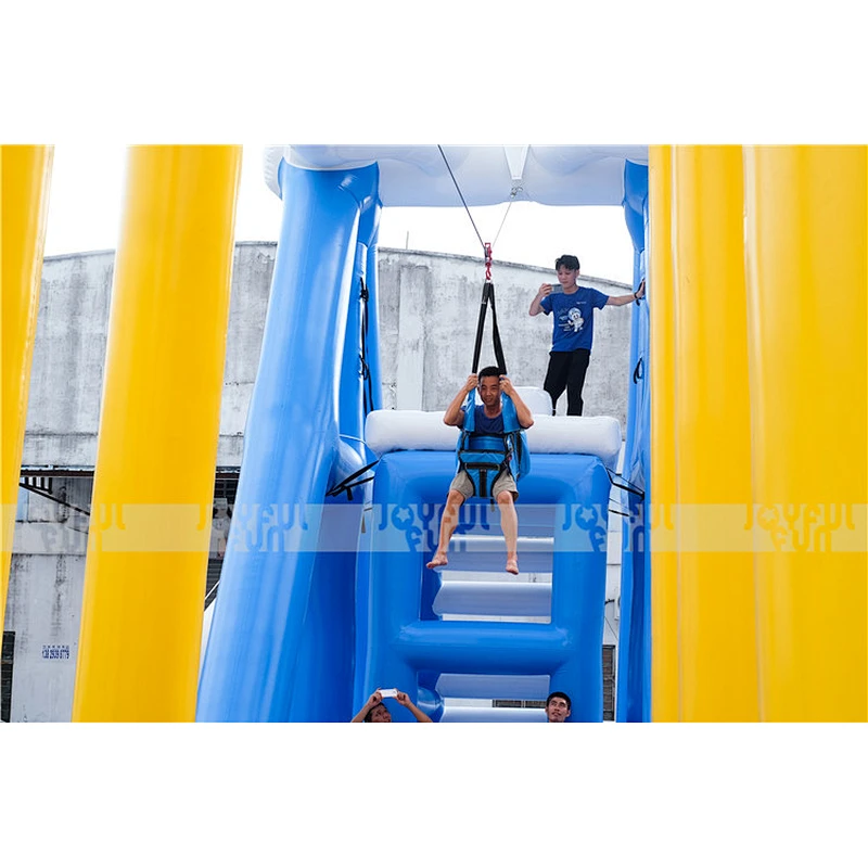2021 Joyful Fun New Open Water Park Game Airtight Water Inflatable Zip Line in water