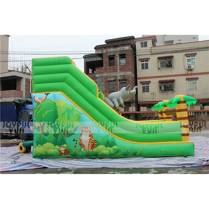 Cost-effective inflatable animal world theme dry slide inflatable jumping toys for kids
