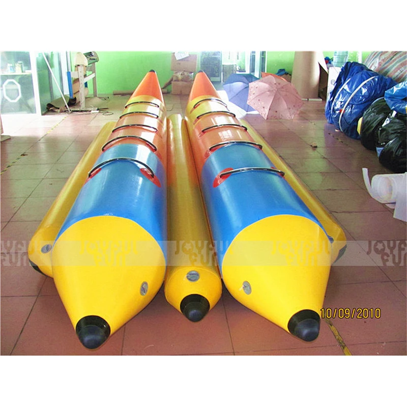 Popular design double tubes inflatable banana boat 5 person factory price for sale