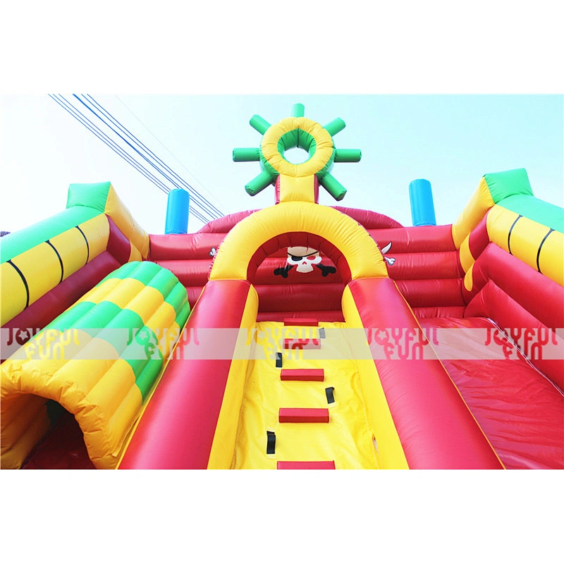 Factory Price Soft Play Equipment Pirate Ship Inflatable Playground with Big Slide for Sale
