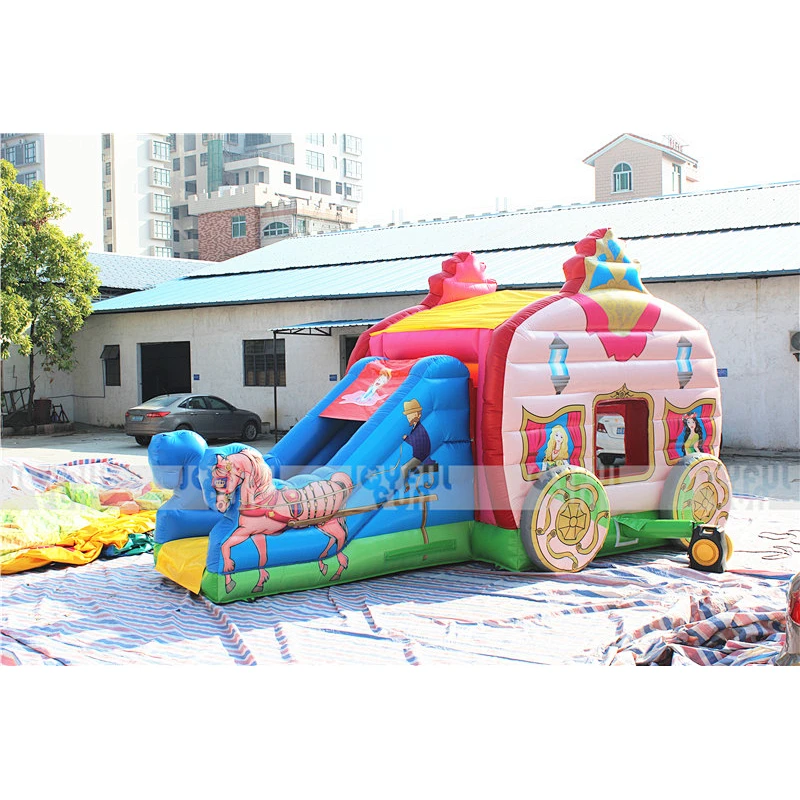 Child's fairy tale theme princess carriage commercial combo jumping bouncy inflatable castle for kids