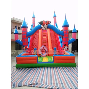 Cartoon mouse inflatable bouncer castle slide entertainment equipment interesting game for sale