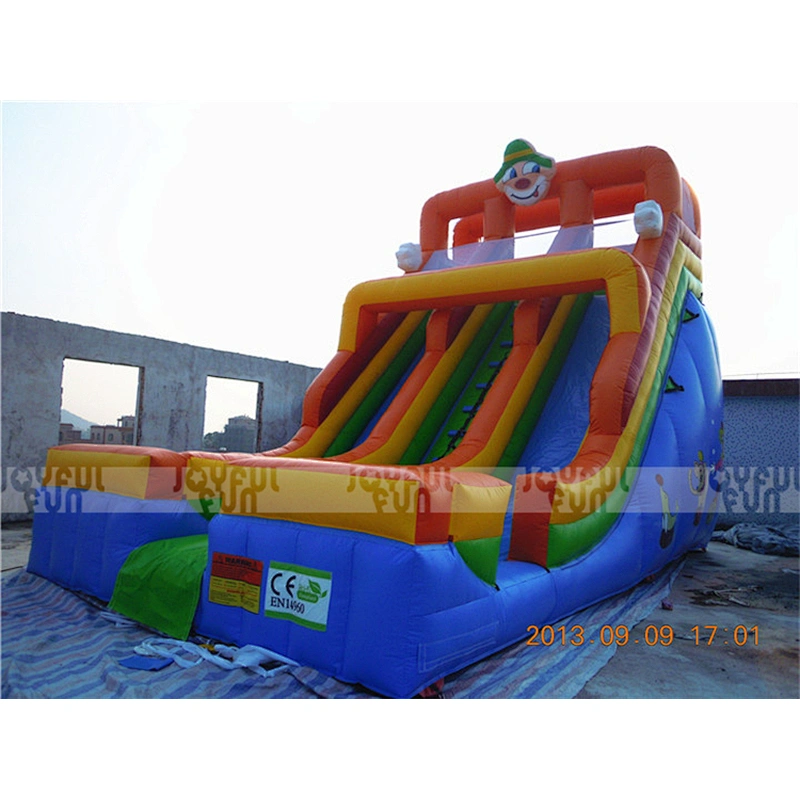 Amusement park toys inflatable clown theme children favorite dry slide inflatable game for sale