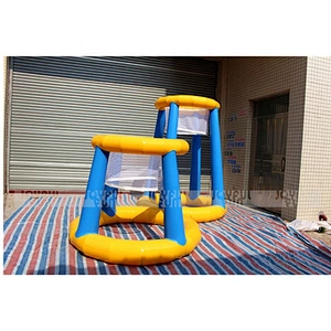 Factory Price good quality inflatable beach welding water basketball yellow and blue with net for pitching ball
