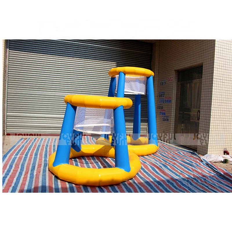 Factory Price good quality inflatable beach welding water basketball yellow and blue with net for pitching ball