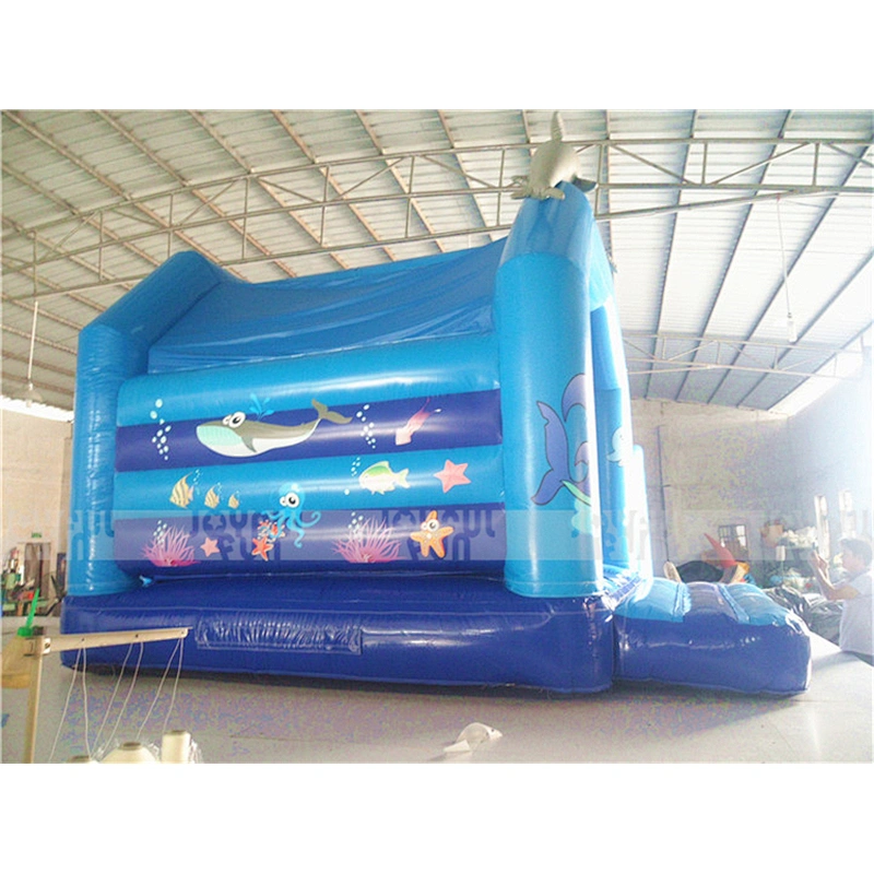 Top grade PVC tarp material customize dolphin design bouncer indoor and outdoor jumping toy