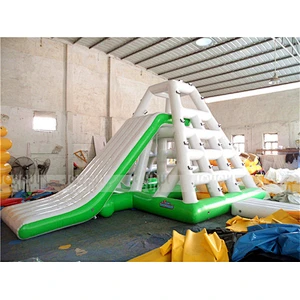 Commercial cheap Inflatable Floating Water slide Inflatable PVC Floating Pyramid Slide rock climbing wall
