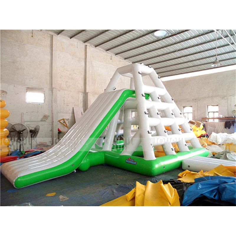 Commercial cheap Inflatable Floating Water slide Inflatable PVC Floating Pyramid Slide rock climbing wall