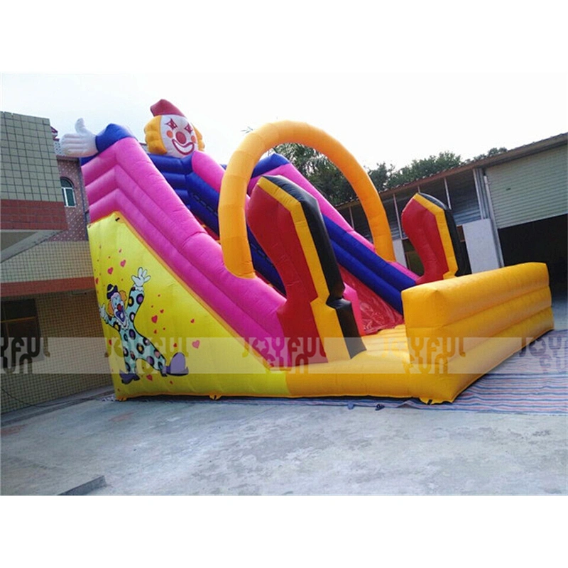 Whole sale factory price inflatable kid's slide outdoor cartoon clown theme slide 7 m high inflatable dry slide used in park