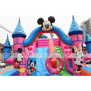 Professional factory favorite Micky Mouse cartoon inflatable slide inflatable dry slide for amusement park